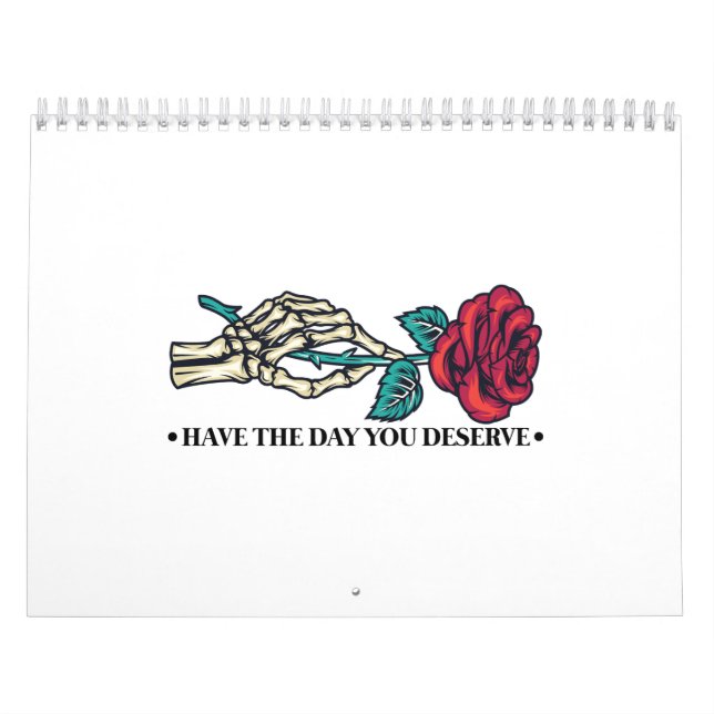 Ha dagen du förtjänar Dödskalle Blomma Motiverande Kalender (Omslag)