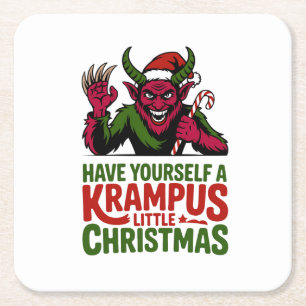 Ha dig en Krampus liten jul Krampus L Underlägg Papper Kvadrat