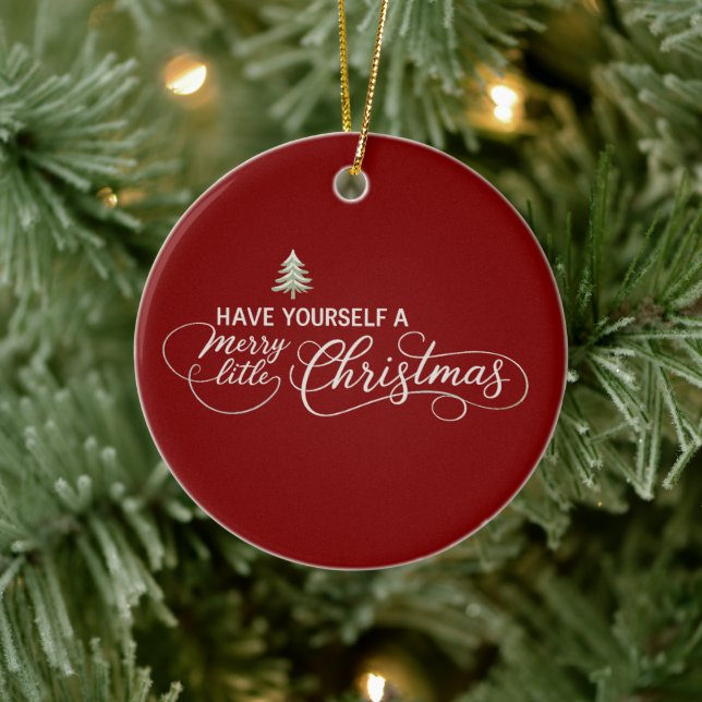 Ha dig en riktigt glad jul mysig vinter julgransprydnad keramik (Träd)
