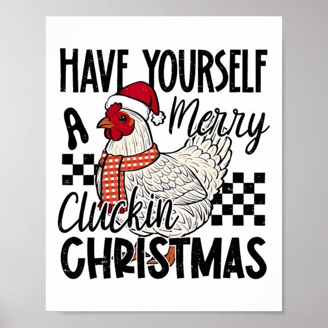 Ha dig en riktigt glad kluckande jul kyckling C Poster (Framsidan)