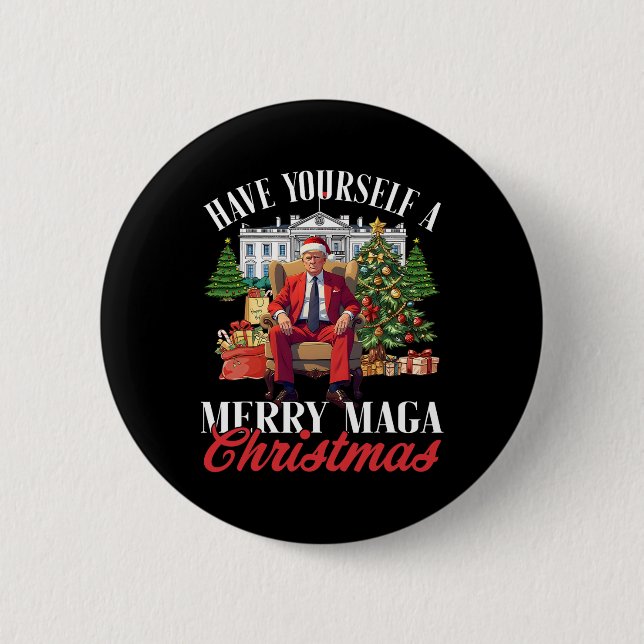 Ha dig en riktigt glad mega jul tomte rolig T Knapp (Framsida)