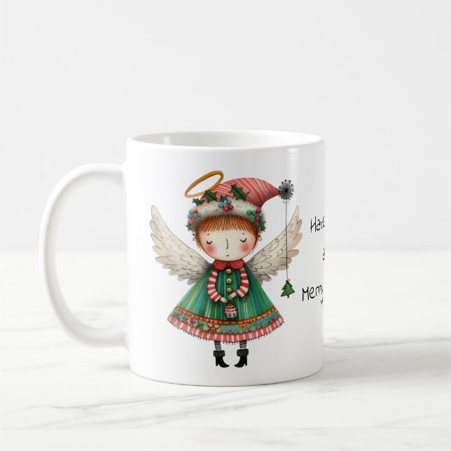 Ha dig själv mycket God jul Angel Kaffemugg (Vänster)