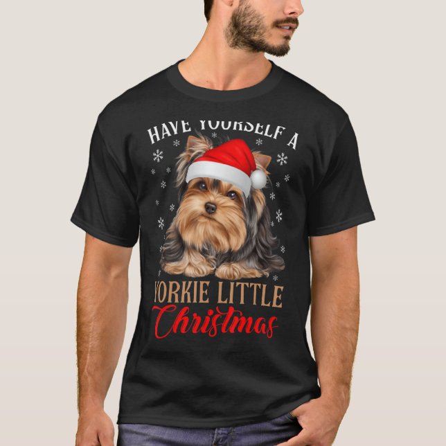 Ha din egen lilla Yorkie Little julshirt Hund T Shirt (Framsida)