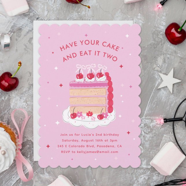 Ha din kummel och ät den två andra födelsedagen inbjudningar (Have your cake and eat it two birthday party invitation)