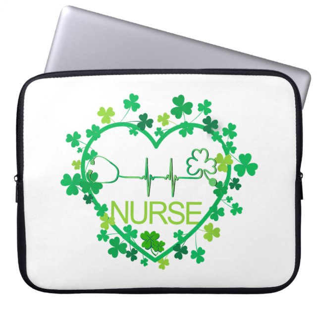 Ha en Australian shepherd Hund Lucky Charm St Pat Laptop Fodral (Framsidan)
