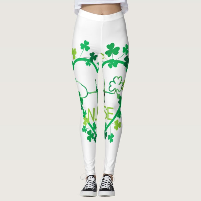 Ha en Australian shepherd Hund Lucky Charm St Pat Leggings (Framsida)