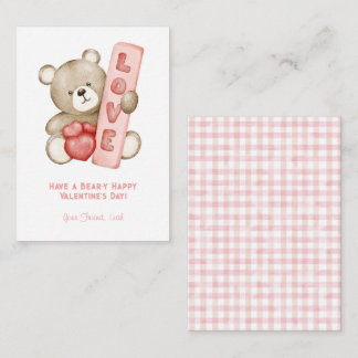 Ha en Bear-Y Lycklig Valentine School Kids Anteckningskort