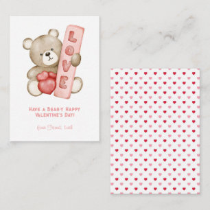 Ha en Bear-Y Lycklig Valentine School Kids Anteckningskort