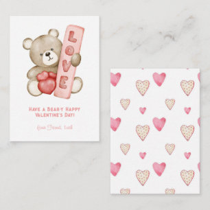 Ha en Bear-Y Lycklig Valentine School Kids Anteckningskort