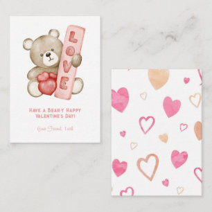 Ha en Bear-Y Lycklig Valentine School Kids Anteckningskort