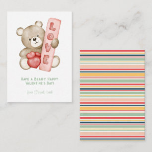 Ha en Bear-Y Lycklig Valentine School Kids Anteckningskort
