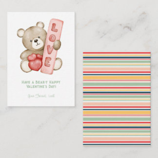 Ha en Bear-Y Lycklig Valentine School Kids Anteckningskort