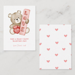 Ha en Bear-Y Lycklig Valentine School Kids Anteckningskort