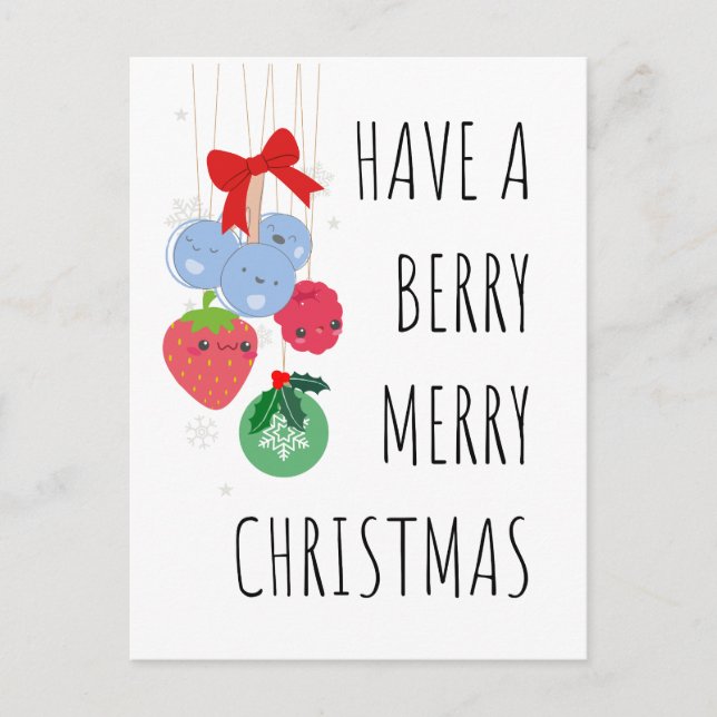 Ha en berry God jul - Cute Berries Helg Vykort (Framsida)