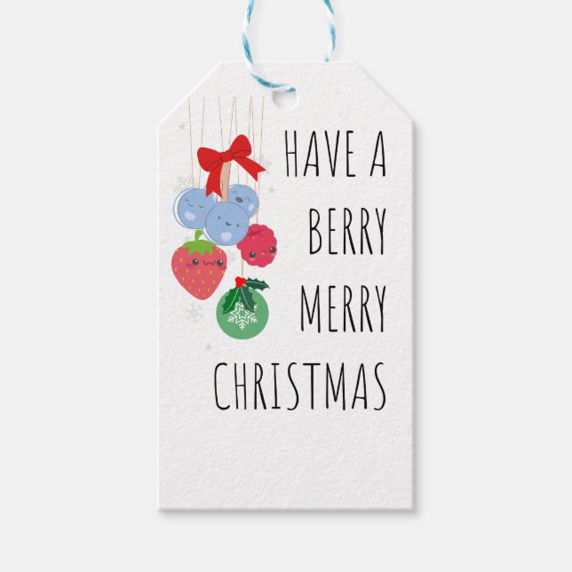 Ha en berry God jul - Cute Berries Presentetikett (Framsidan)