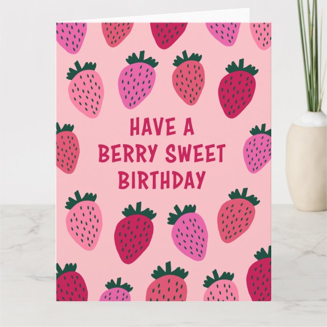 Ha en berry Sweet Birthday - Strawberry Pun Kort (Framsida)