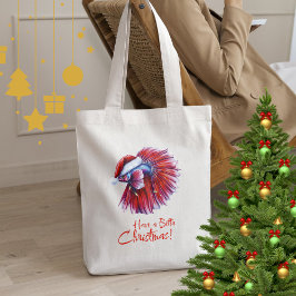 Ha en Betta jul Rolig Santa Fisk Älskare Puns Tygkasse