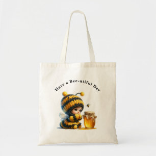 Ha en binyttig dag Cute Girl i Bee Costume Tygkasse