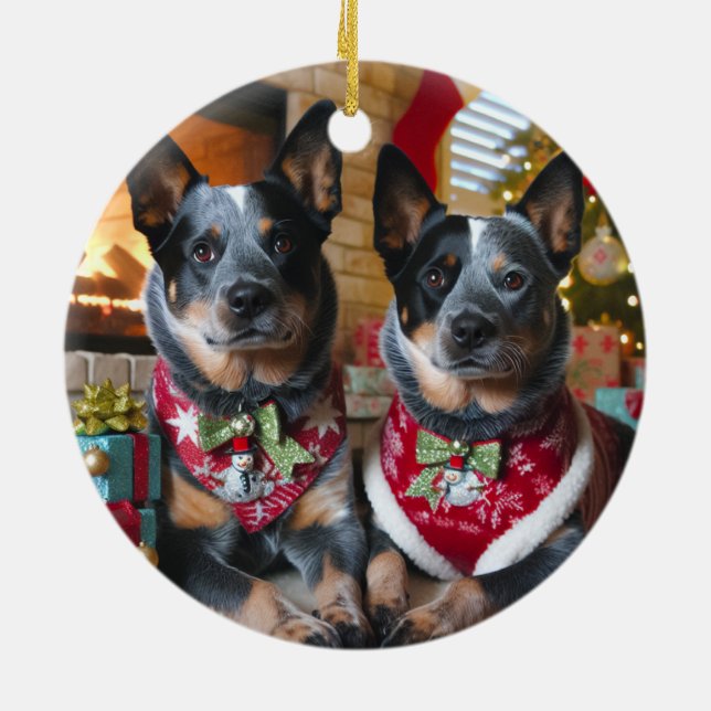 Ha en Blue Heeler-jul! Julgransprydnad Keramik (Baksidan)
