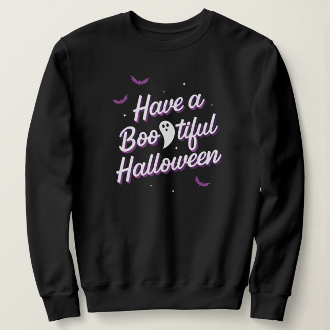 Ha en Bootiful Halloween-svart T-shirt-tröja T Shirt (Design framsida)