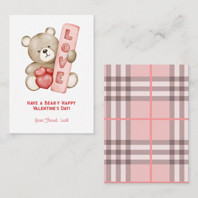 Ha en bra hjärtans dag-vattenfärg anteckningskort (Fram/baksida)