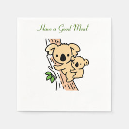 Ha en Bra Meal, Cute Koala Bear med Baby Pappersservett
