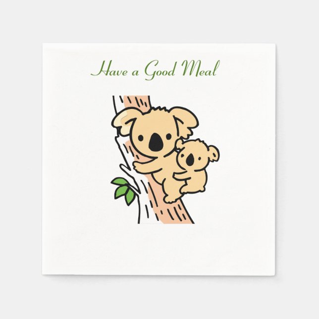 Ha en Bra Meal, Cute Koala Bear med Baby Pappersservett (Framsidan)