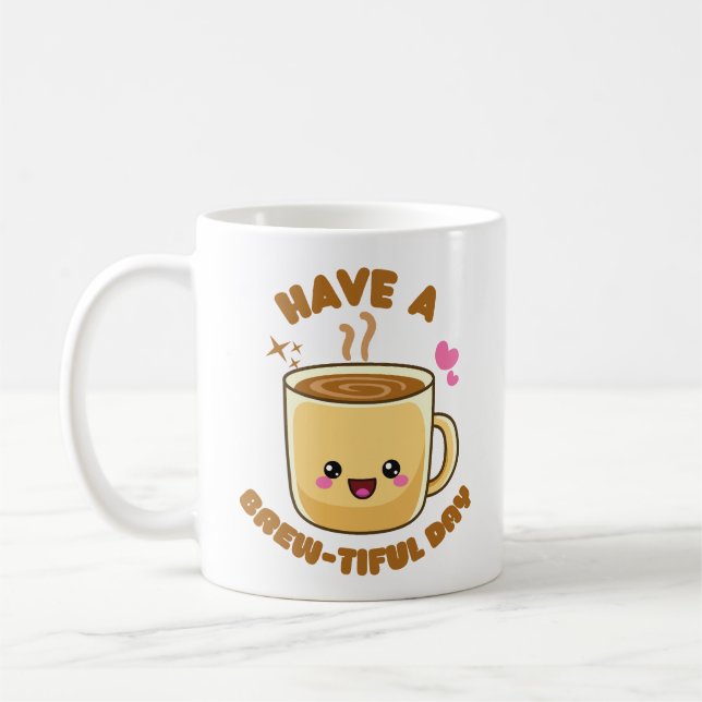 ha en bryggbar dag rolig kawaii kaffe pun kaffemugg (Vänster)