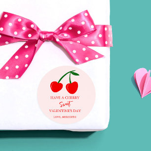 Ha en Cherry Sweet Valentine Day Runt Klistermärke