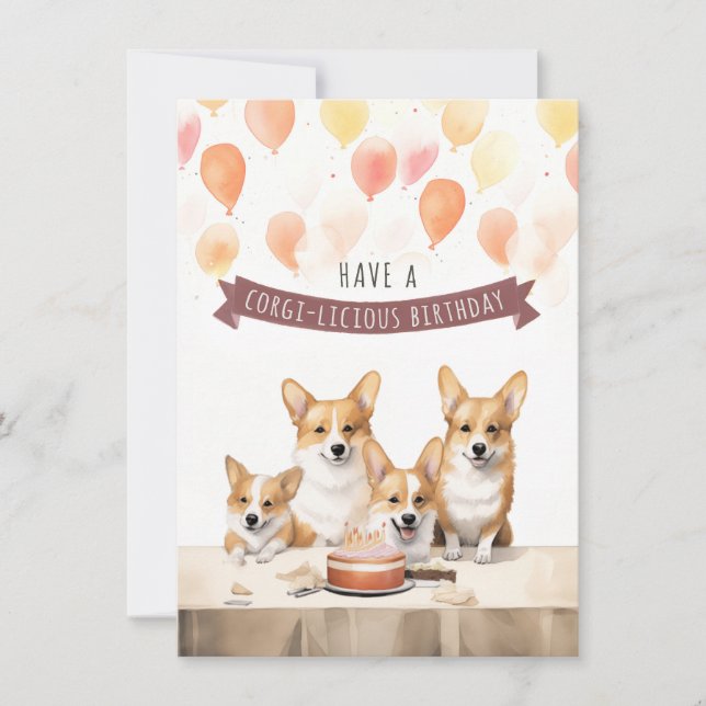 Ha en Corgi-Licious Birthday. Corgi Birthday Card (Framsida)