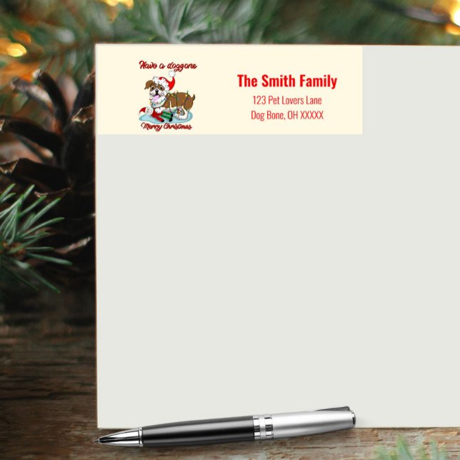 Ha en Doggo God jul English Bulldog Returadress Etikett (Skapare uppladdad)