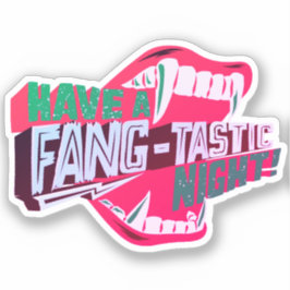 Ha en fang-tastisk natt Vampire Halloween Pun Klistermärken