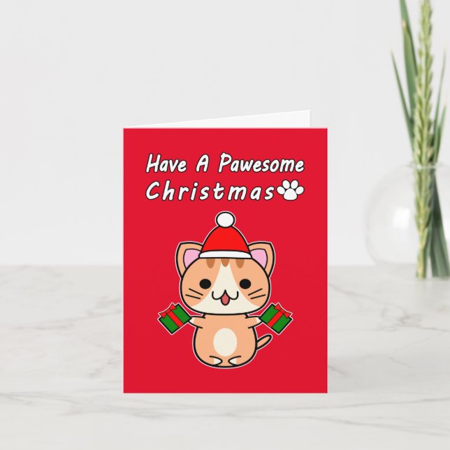 Ha en fantastisk jul - Ginger Tabby katt Helgkort (Framsida)