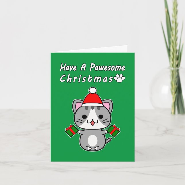 Ha en fantastisk jul - Grått Tabby katt Helgkort (Framsida)