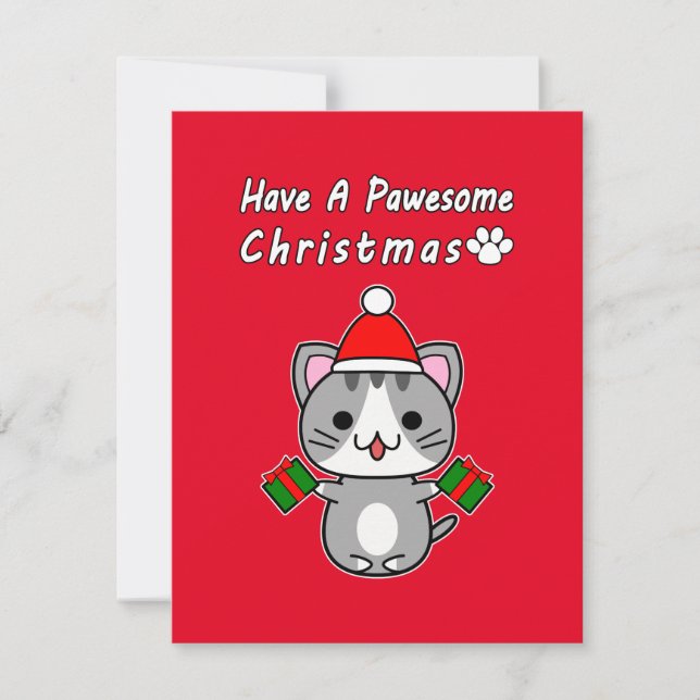 Ha en fantastisk jul - Grått Tabby katt Julkort (Framsida)