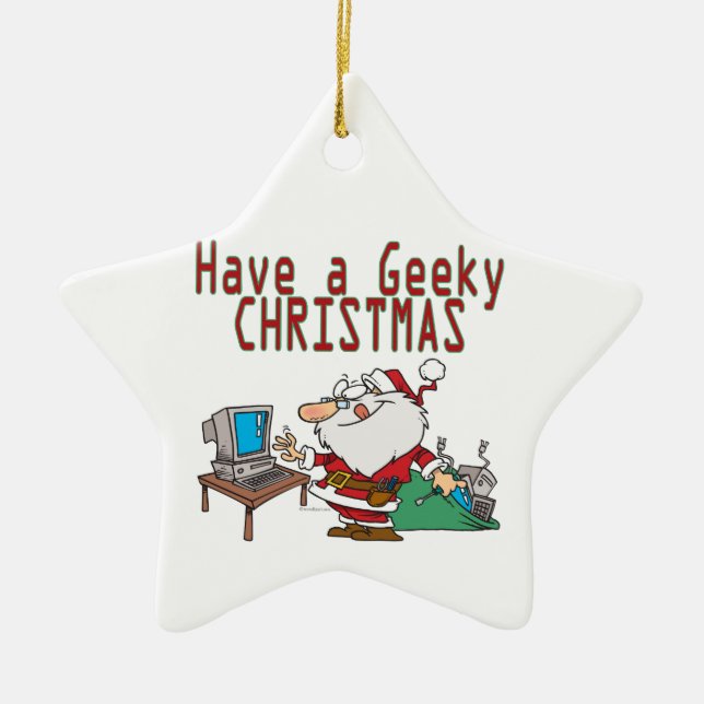 ha en geeky christmas-datorteknologi julgransprydnad keramik (Framsidan)
