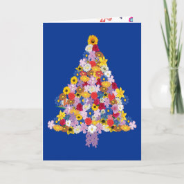 Ha en god blommande jul Blommigten Träd Helgkort