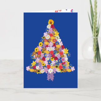 Ha en god blommande jul Blommigten Träd Helgkort