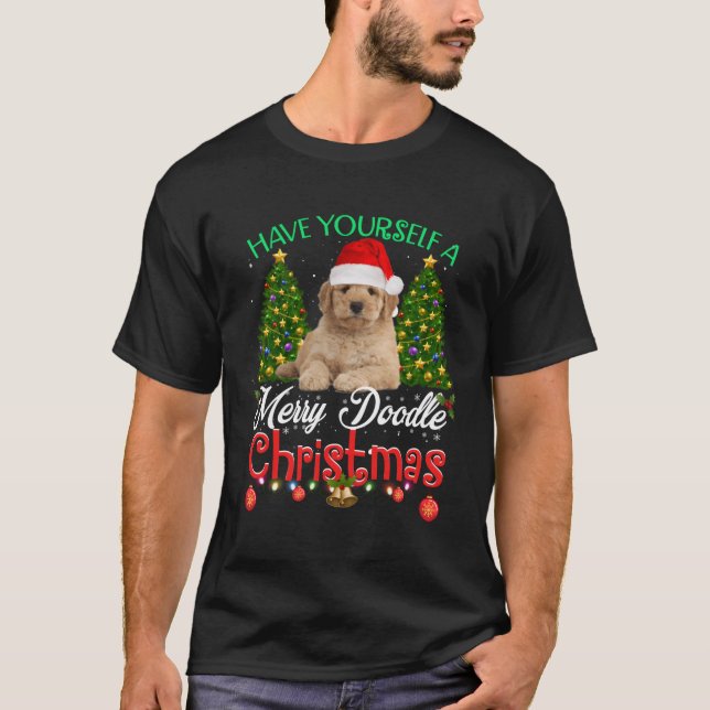Ha en god doodle jul Goldendoodl T Shirt (Framsida)