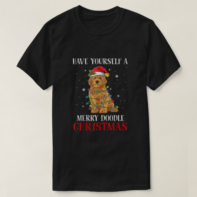 Ha en god doodle jul Goldendoodl T Shirt (Design framsida)
