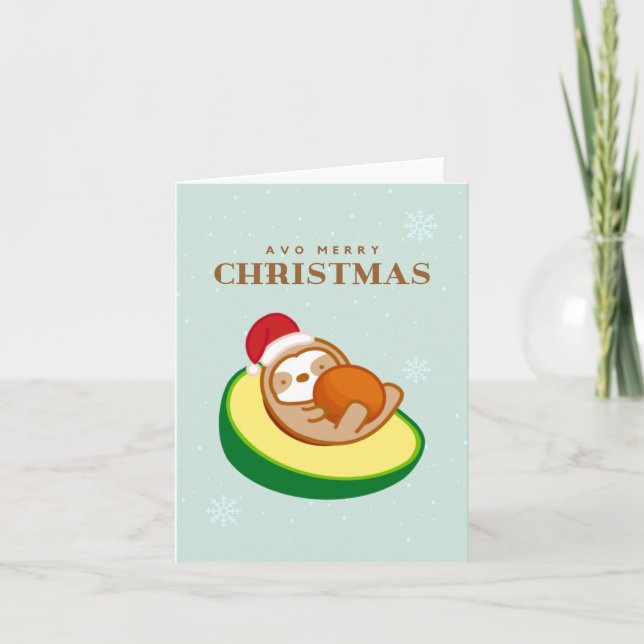 Ha en God jul Avocado Sloth Helgkort (Framsida)