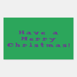 Ha en God Jul! Lila på Grön bakgrund Rektangulärt Klistermärke