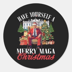 Ha en God jul Santa Funny Trump Runt Klistermärke