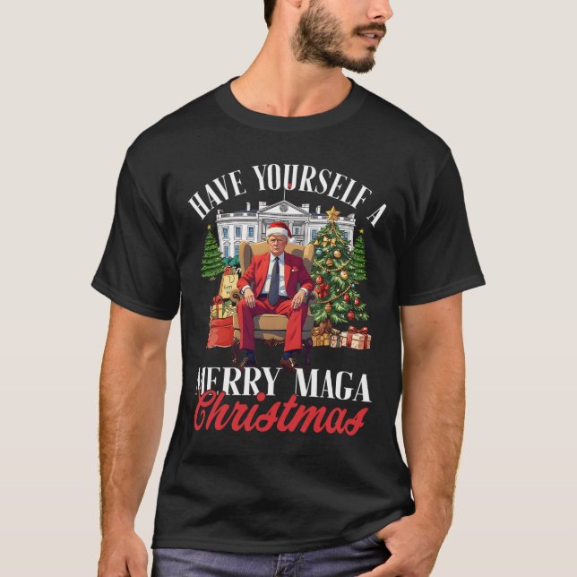 Ha en God jul Santa Funny Trump T Shirt (Framsida)