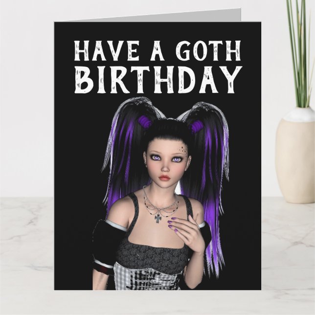 HA EN GOTH BIRTHDAY, EMO GOTHIC GIRL CARDS KORT (Framsida)