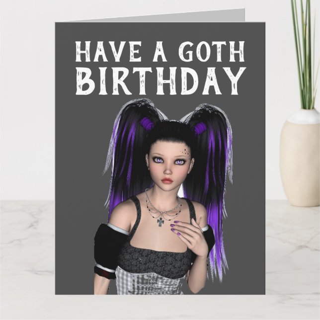 HA EN GOTH BIRTHDAY, EMO GOTHIC GIRL CARDS KORT (Framsida)