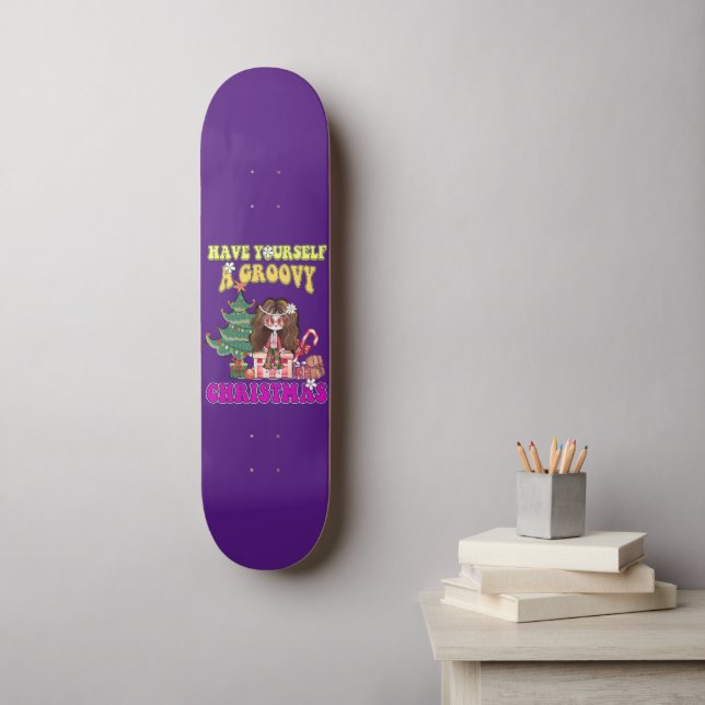 HA EN GROOVY JUL rolig 70-tals stil  Mini Skateboard Bräda 18,5 Cm (Väggkonst)
