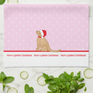 Ha en gyllene julen Santa Hund Rosa Kökshandduk