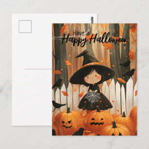 Ha en Happy halloween Cute Witch Vykort