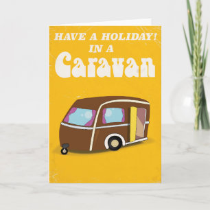 Ha en Helgdag i en Caravan vintage-tecknad som pos Helgkort